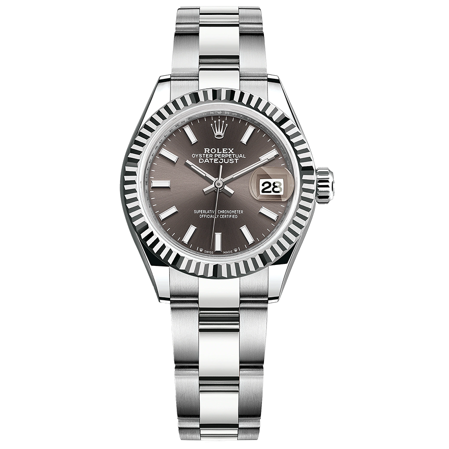 Rolex Lady-Datejust Dark Grey Dial Fluted Bezel 28mm 279174