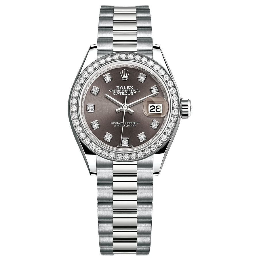 Rolex Lady-Datejust Dark Grey Diamond Dial Diamond Bezel 28mm 279139RBR