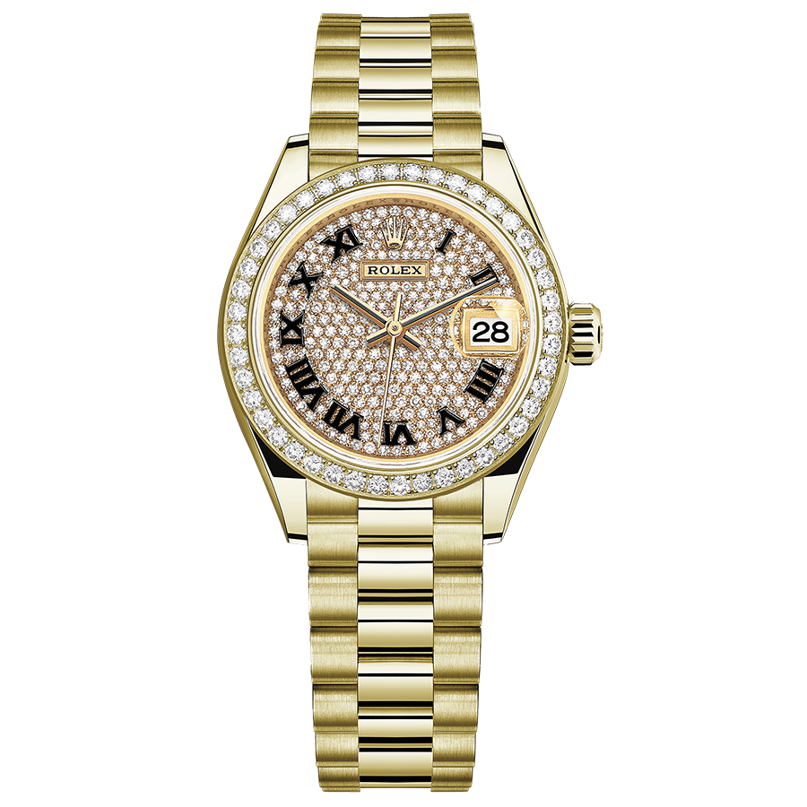 Rolex Lady-Datejust Diamond-Paved Roman Numeral Dial Diamond Bezel 28mm 279138RBR