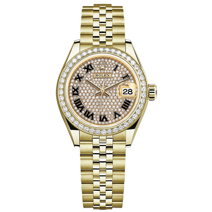 Rolex Lady-Datejust Diamond-Pavel Roman Numeral Dial Diamond Bezel 28mm 279138RBR