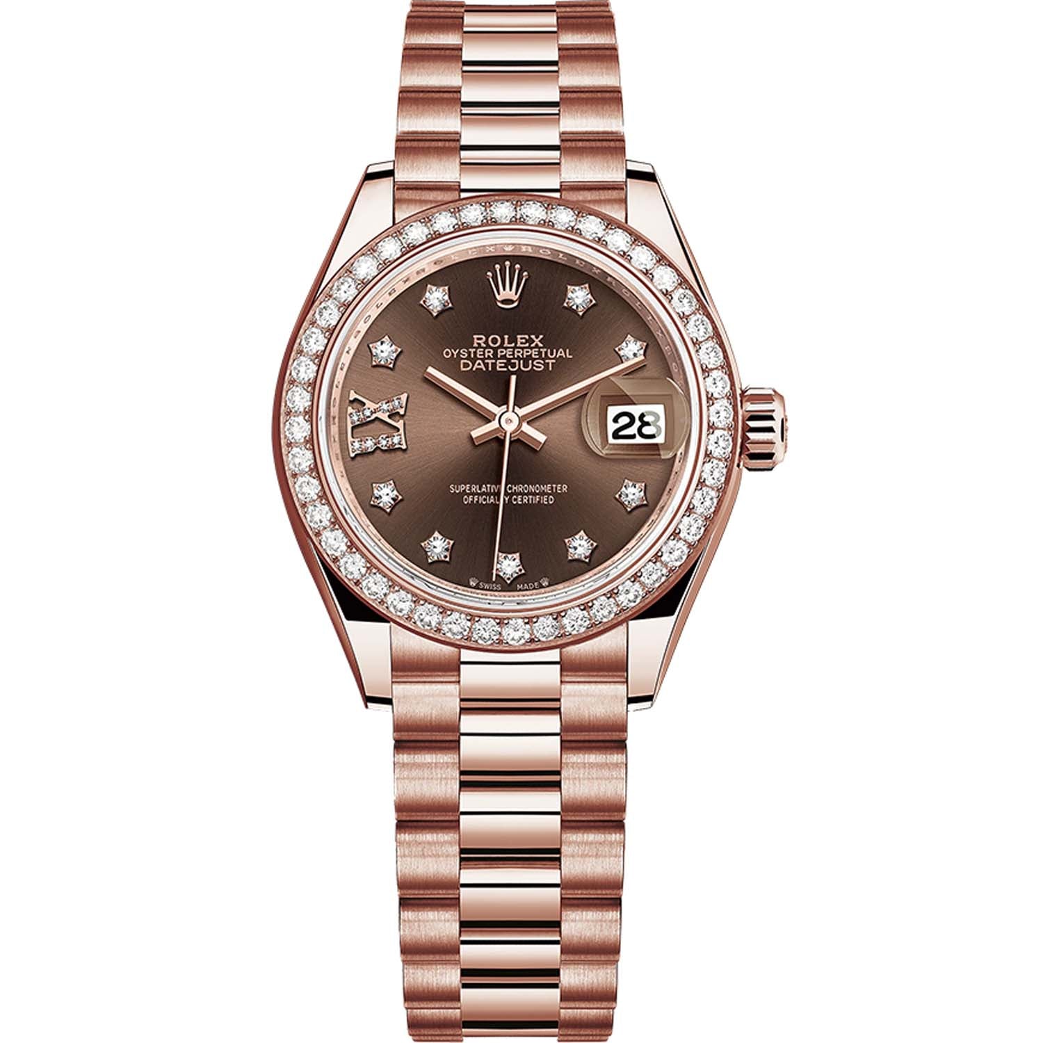 Rolex Lady-Datejust Chocolate Diamond Star Dial Diamond Bezel 28mm 279135RBR