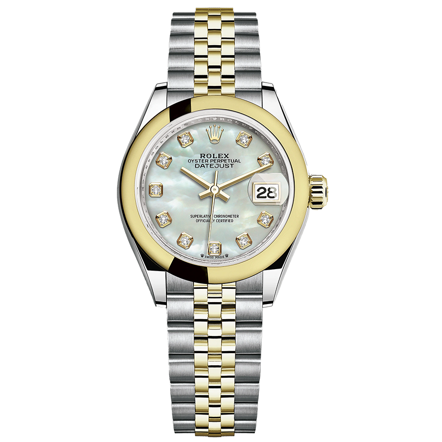 Rolex Lady-Datejust Mother Of Pearl Diamond Dial Domed Bezel 28mm 279163