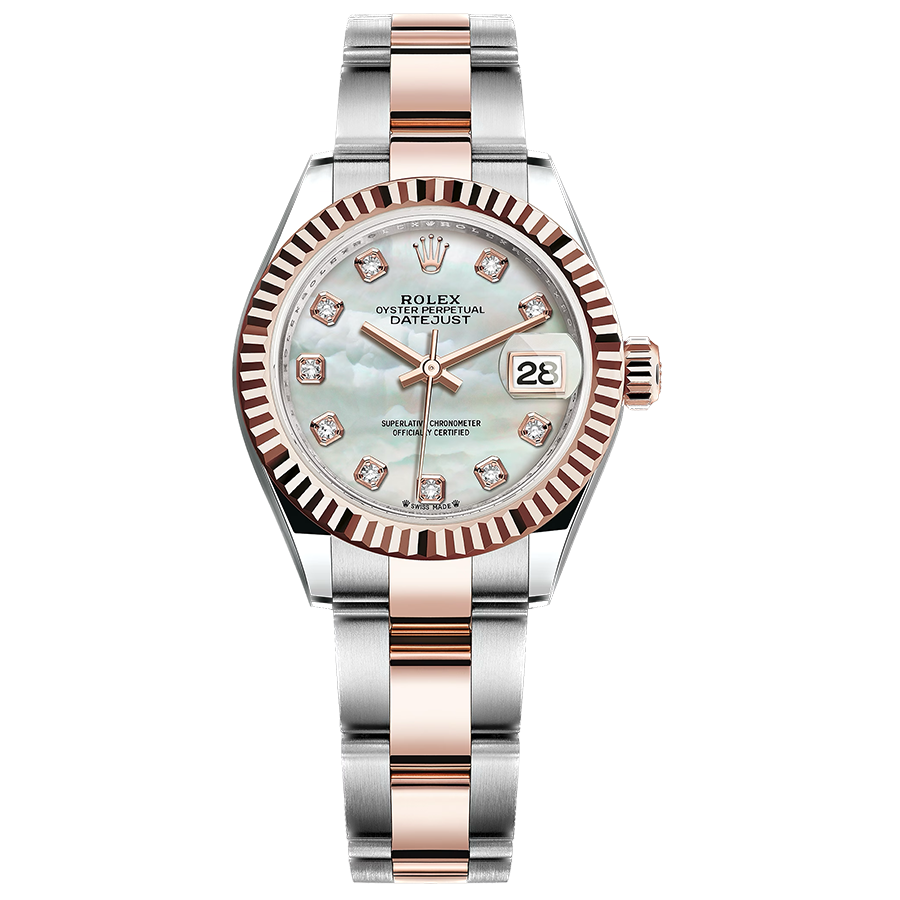 Rolex Lady-Datejust Mother Of Pearl Diamond Dial Fluted Bezel 28mm 279171