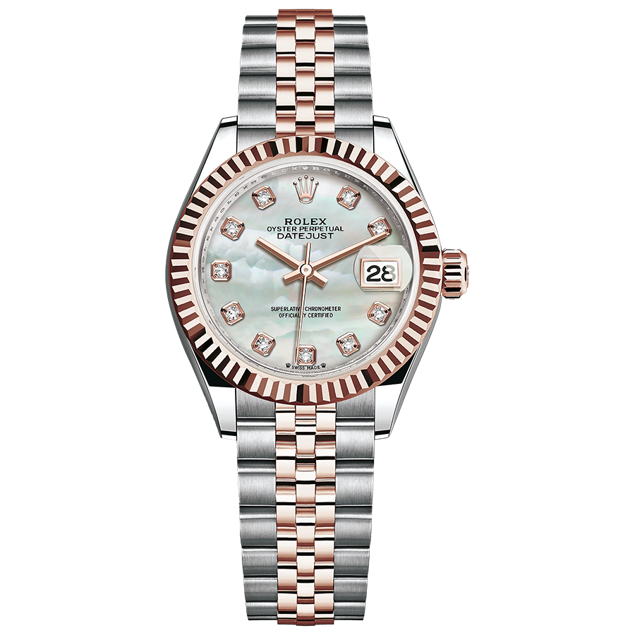 Rolex Lady-Datejust Mother Of Pearl Diamond Dial Fluted Bezel 28mm 279171