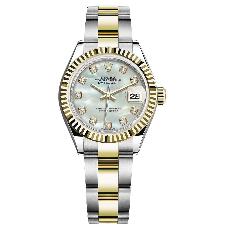 Rolex Lady-Datejust Mother Of Pearl Diamond Dial Fluted Bezel 28mm 279173