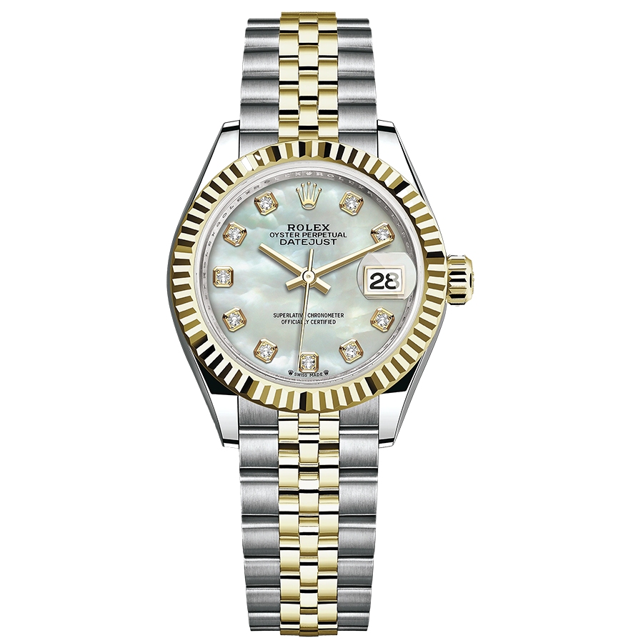 Rolex Lady-Datejust Mother Of Pearl Diamond Dial Fluted Bezel 28mm 279173