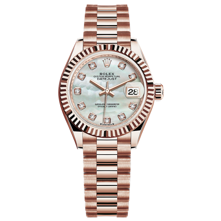 Rolex Lady-Datejust Mother Of Pearl Diamond Dial Fluted Bezel 28mm 279175