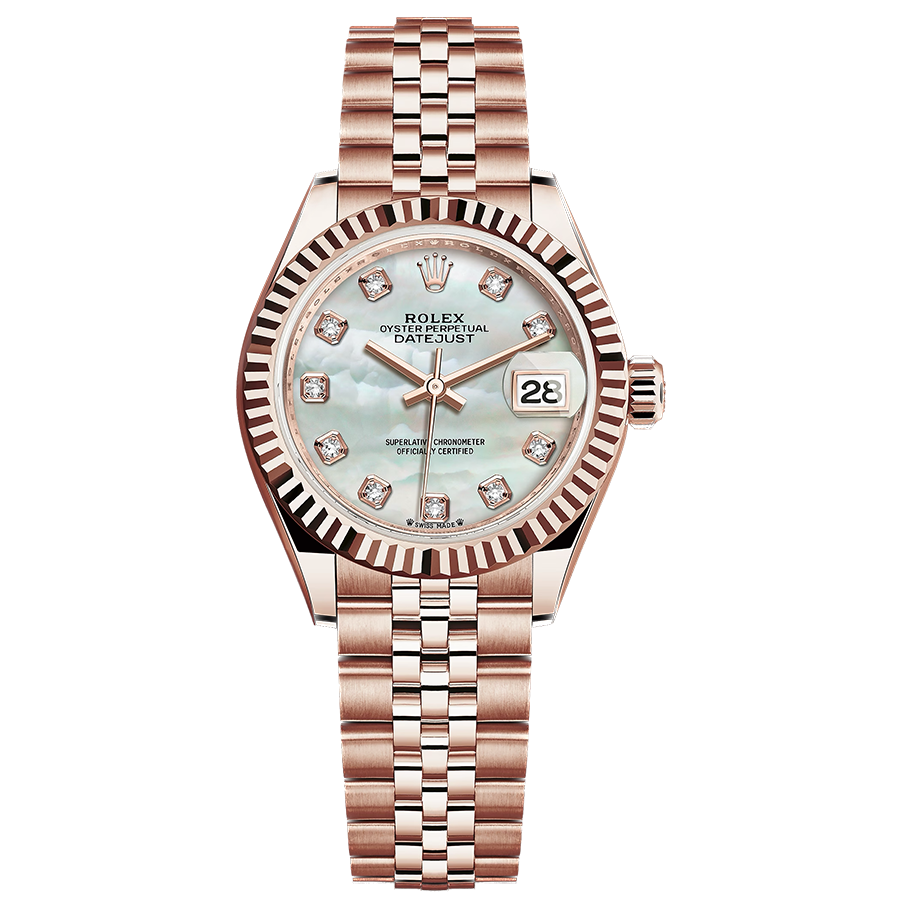 Rolex Lady-Datejust Mother Of Pearl Diamond Dial Fluted Bezel 28mm 279175