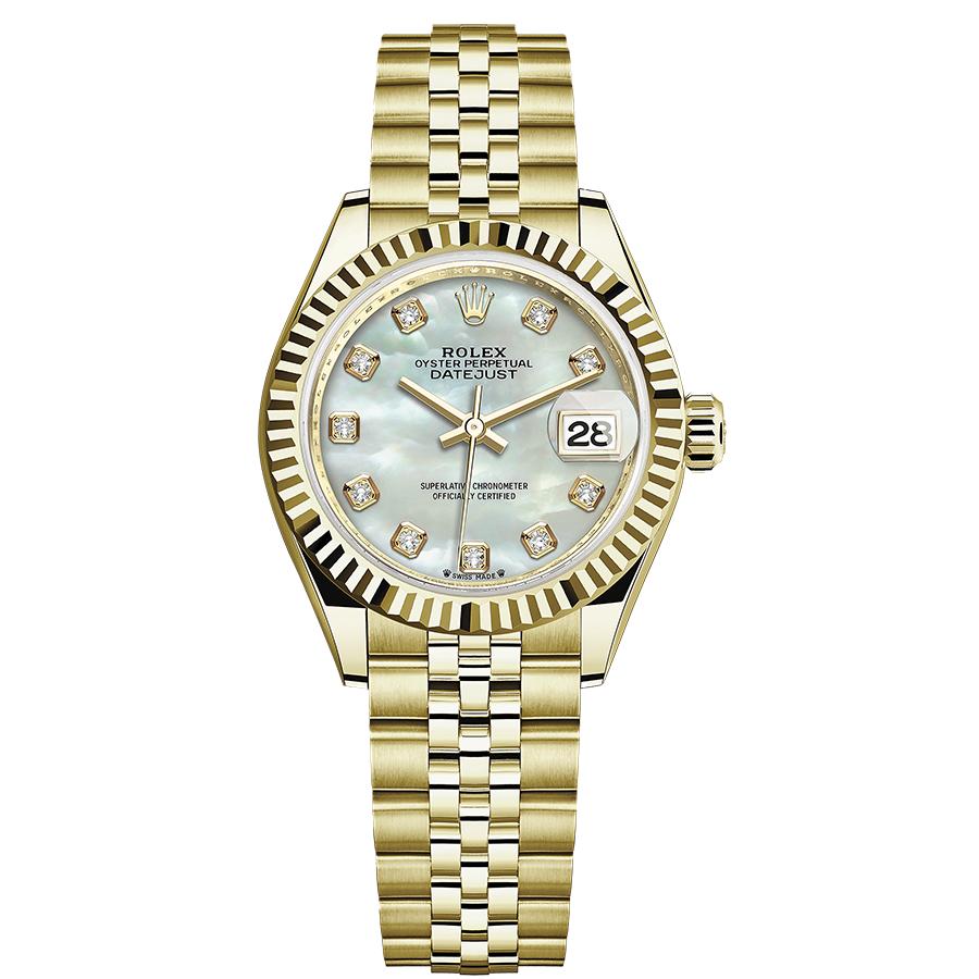 Rolex Lady-Datejust Mother Of Pearl Diamond Dial Fluted Bezel 28mm 279178