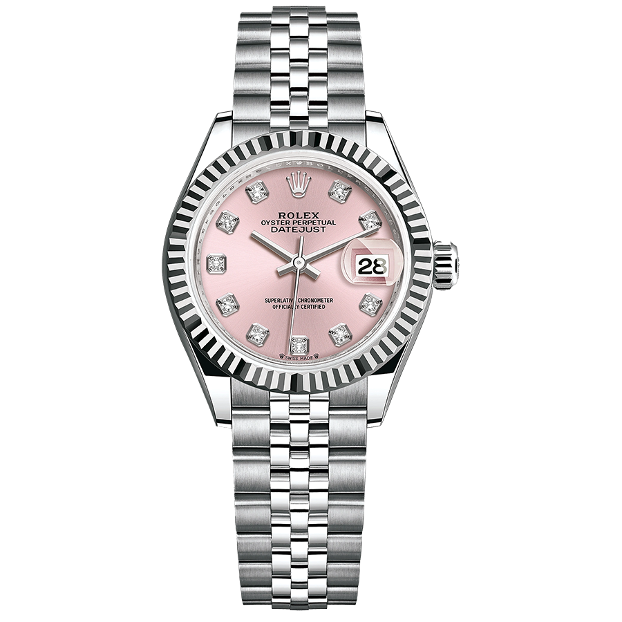 Rolex Lady-Datejust Pink Diamond Dial Fluted Bezel 28mm 279174