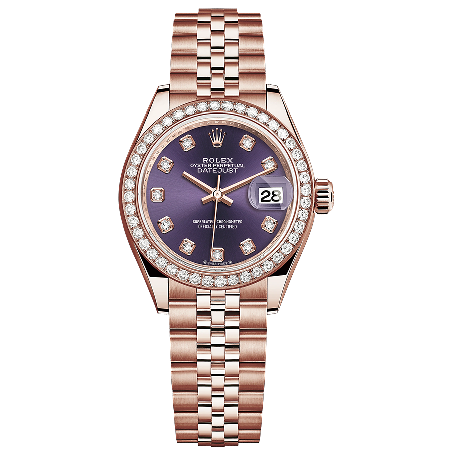 Rolex Lady-Datejust Purple Diamond Dial Diamond Bezel 28mm 279135RBR