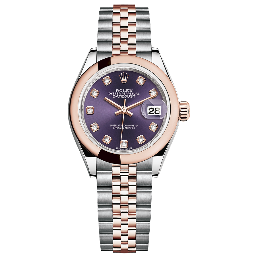 Rolex Lady-Datejust Purple Diamond Dial Domed Bezel 28mm 279161