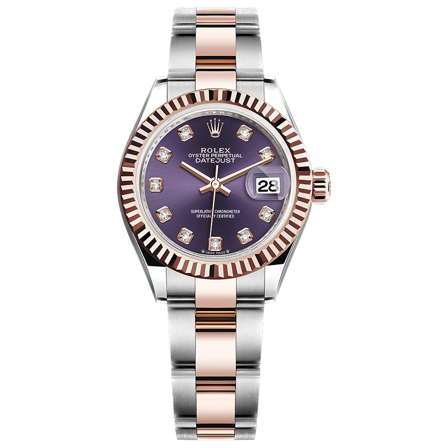 Rolex Lady-Datejust Purple Diamond Dial Fluted Bezel 28mm 279171