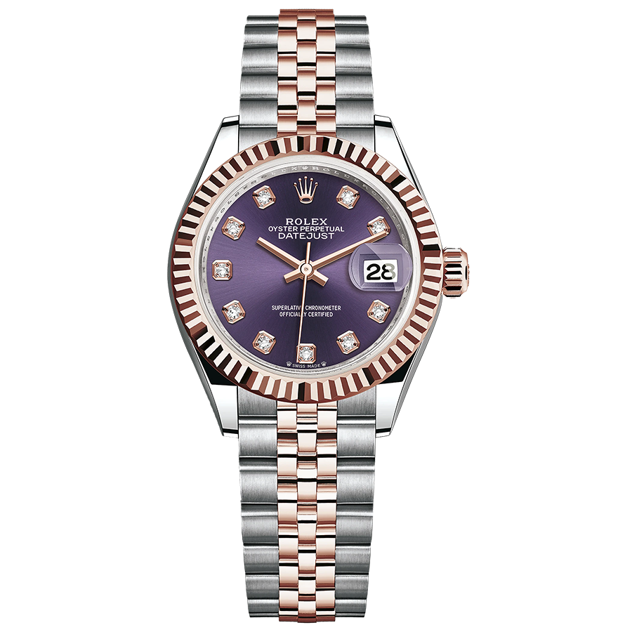 Rolex Lady-Datejust Purple Diamond Dial Fluted Bezel 28mm 279171