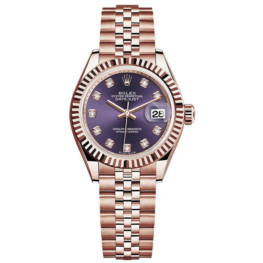 Rolex Lady-Datejust Purple Diamond Dial Fluted Bezel 28mm 279175