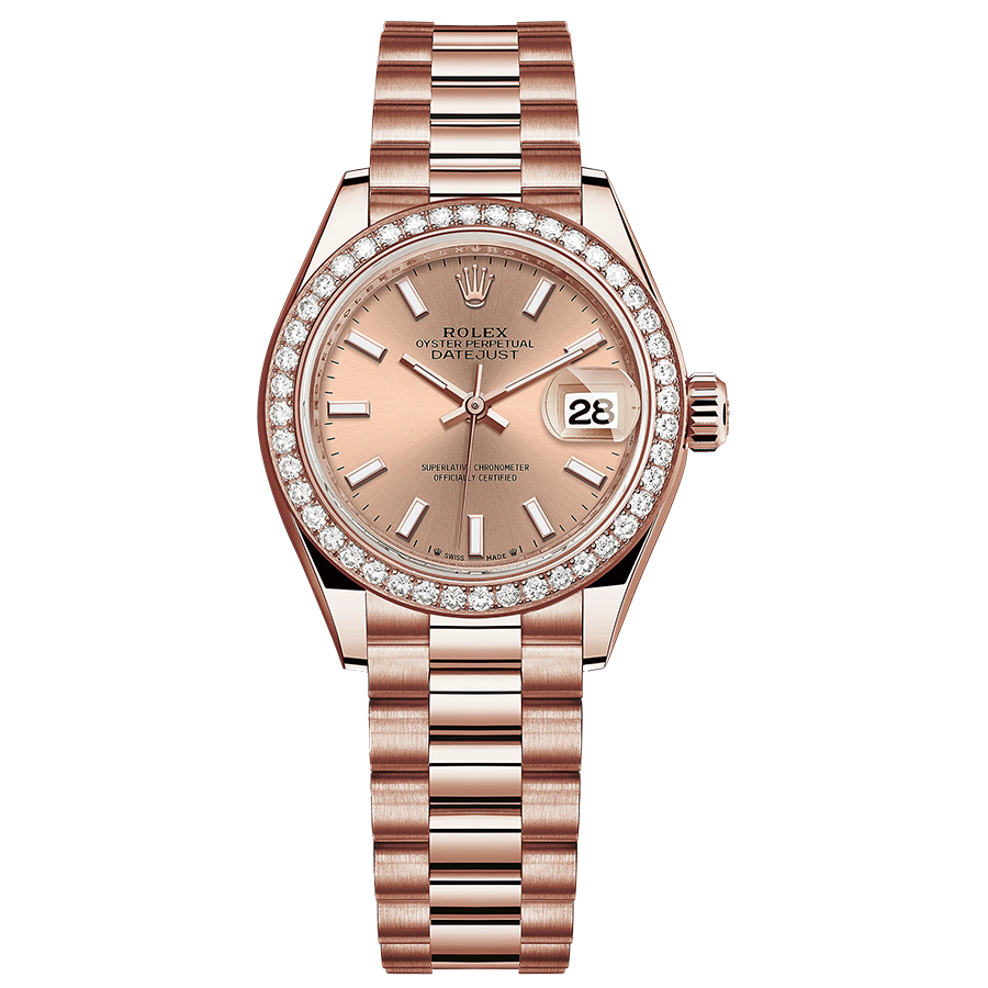 Rolex Lady-Datejust Rose Dial Diamond Bezel 28mm 279135RBR