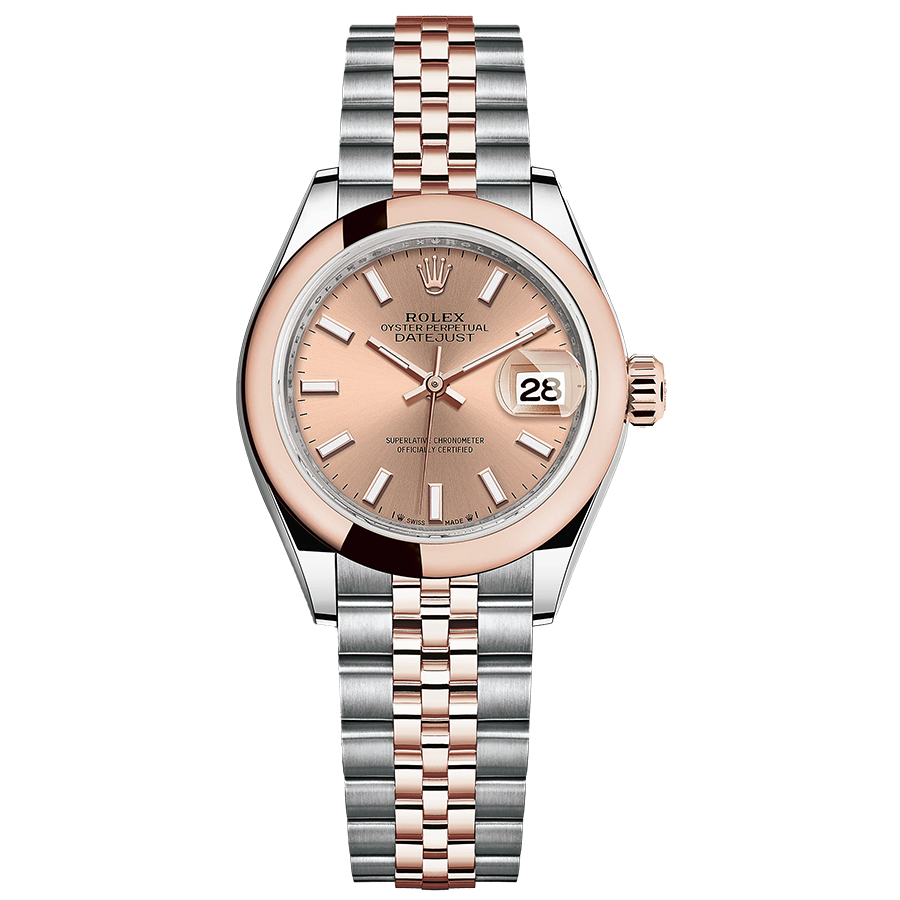 Rolex Lady-Datejust Rose Dial Domed Bezel 28mm 279161