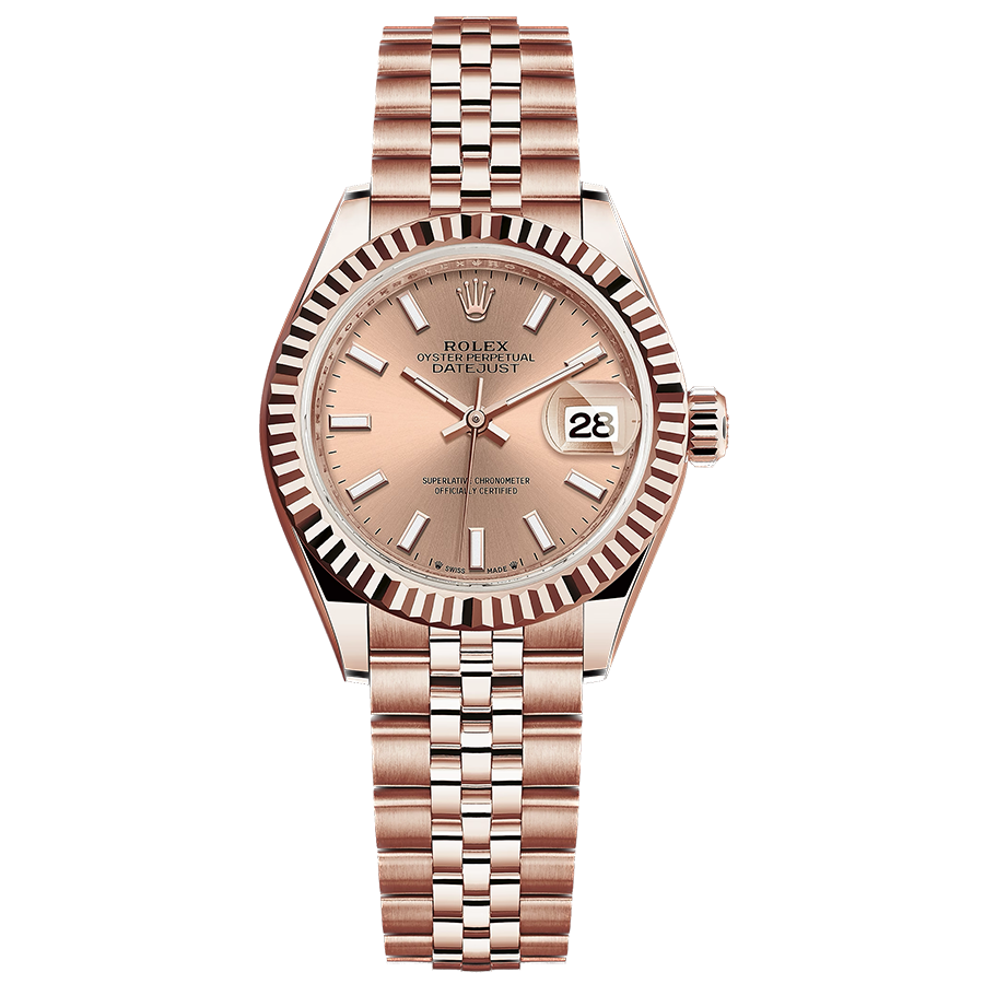 Rolex Lady-Datejust Rose Dial Fluted Bezel 28mm 279175