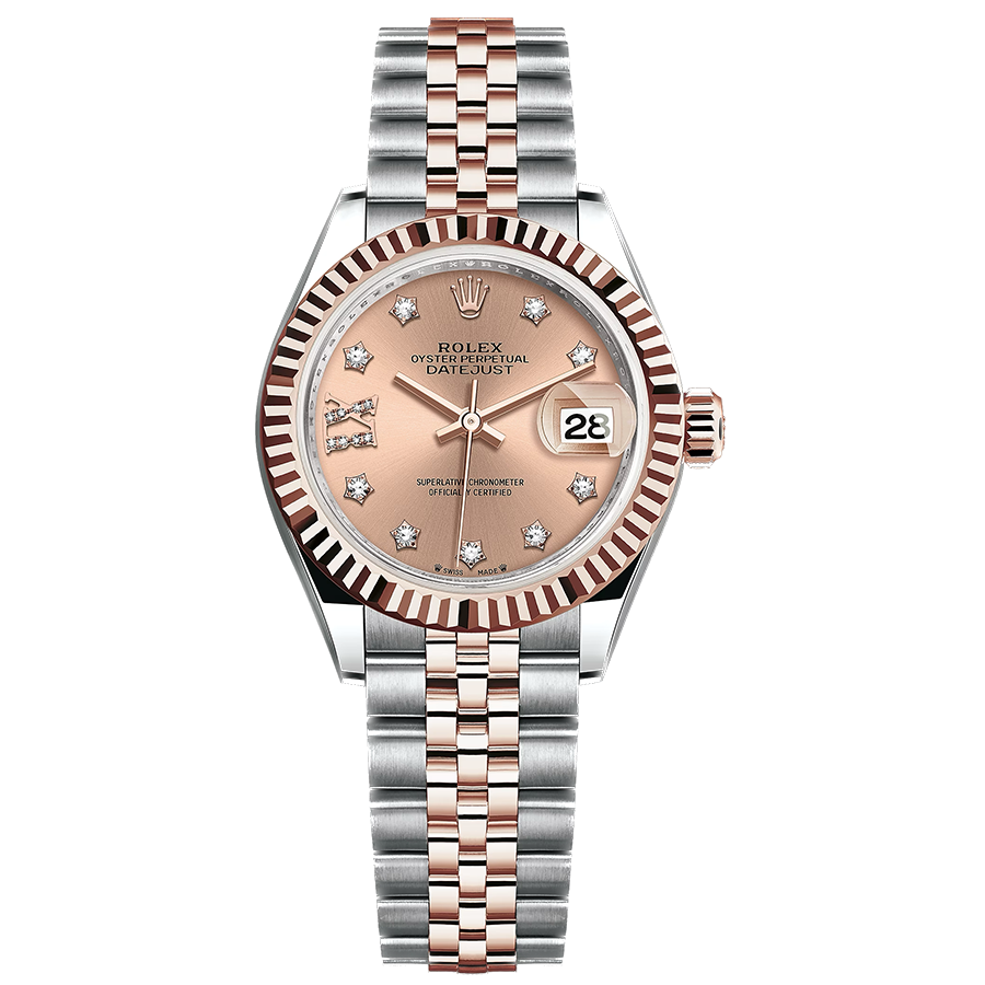 Rolex Lady-Datejust Rose Diamond Star Dial Fluted Bezel 28mm 279171