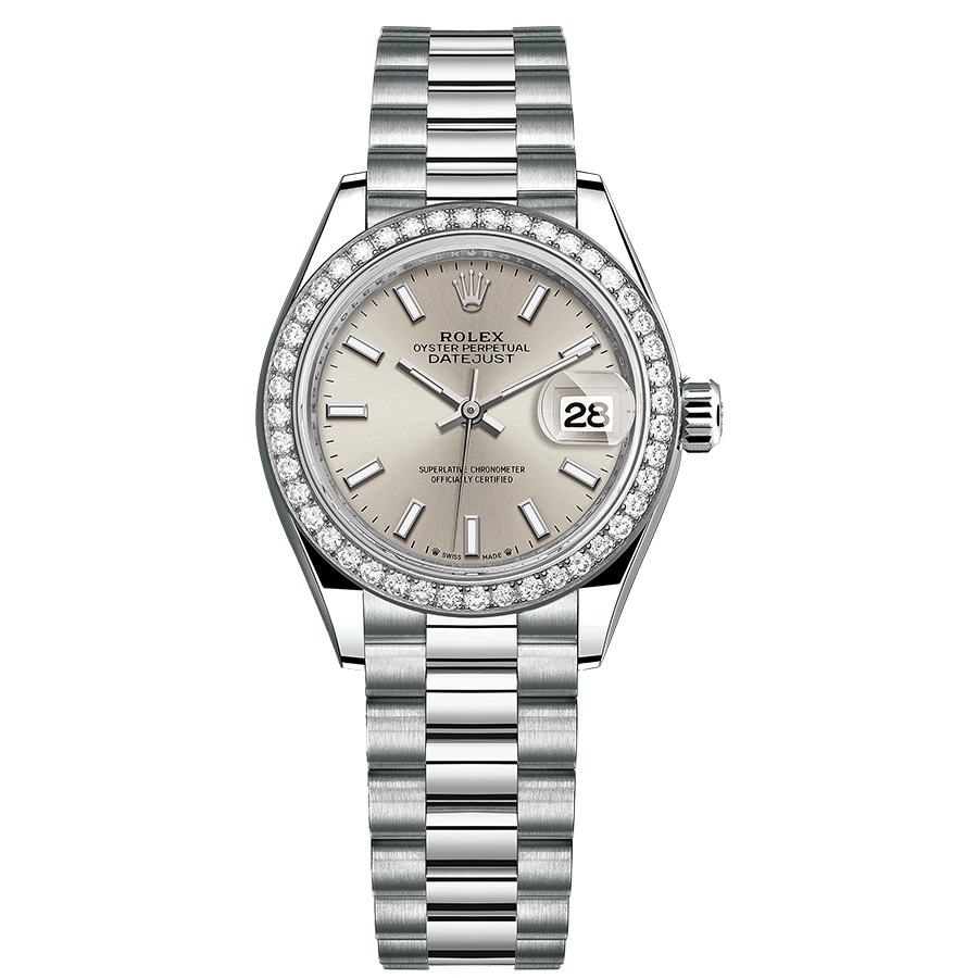 Rolex Lady-Datejust Silver Dial Diamond Bezel 28mm 279139RBR