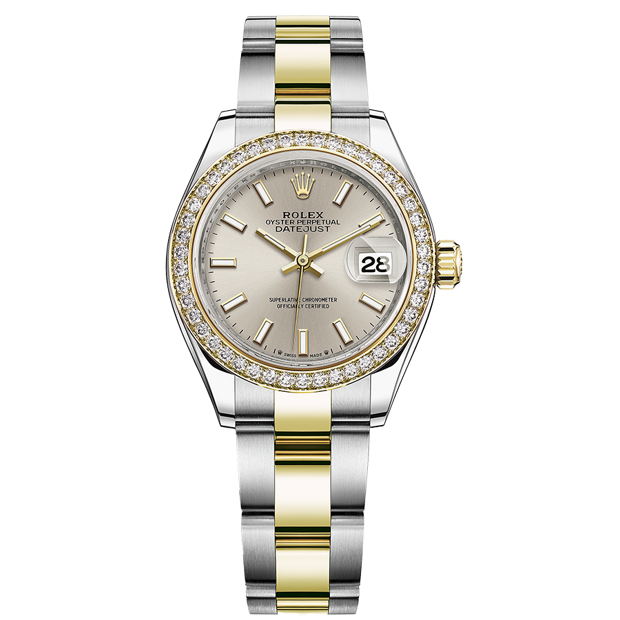 Rolex Lady-Datejust Silver Dial Diamond Bezel 28mm 279383RBR