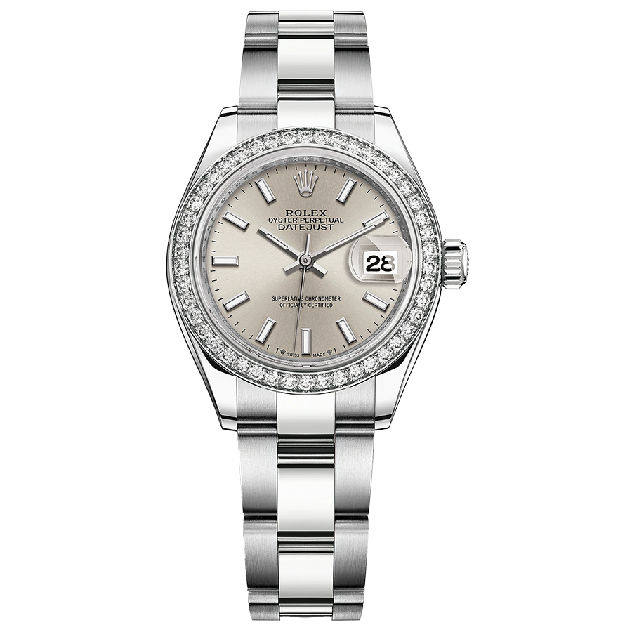 Rolex Lady-Datejust Silver Dial Diamond Bezel 28mm 279384RBR