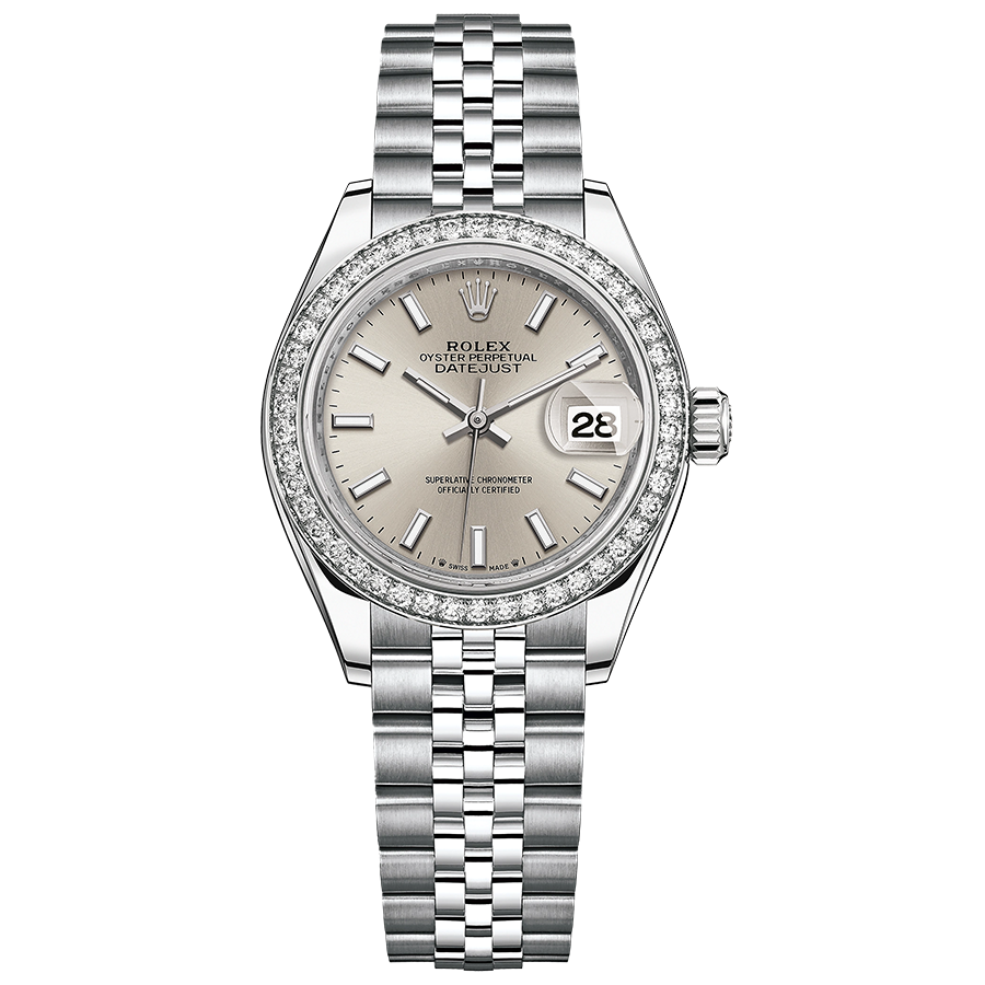 Rolex Lady-Datejust Silver Dial Diamond Bezel 28mm 279384RBR