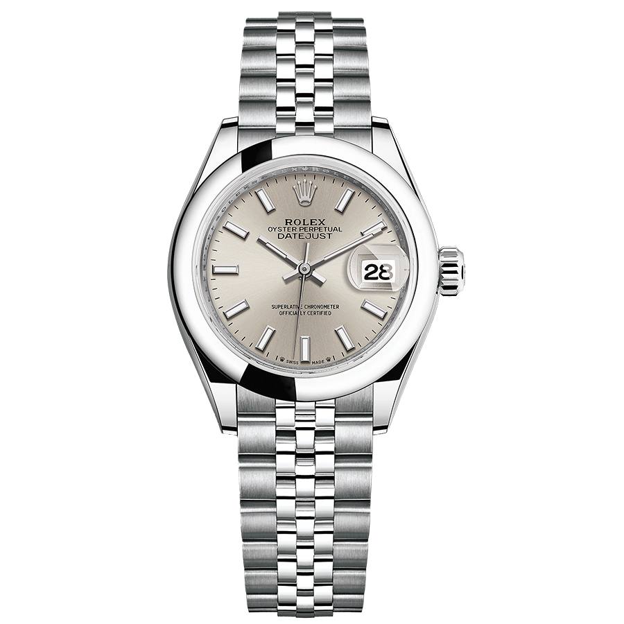 Rolex Lady-Datejust Silver Dial Domed Bezel 28mm 279160