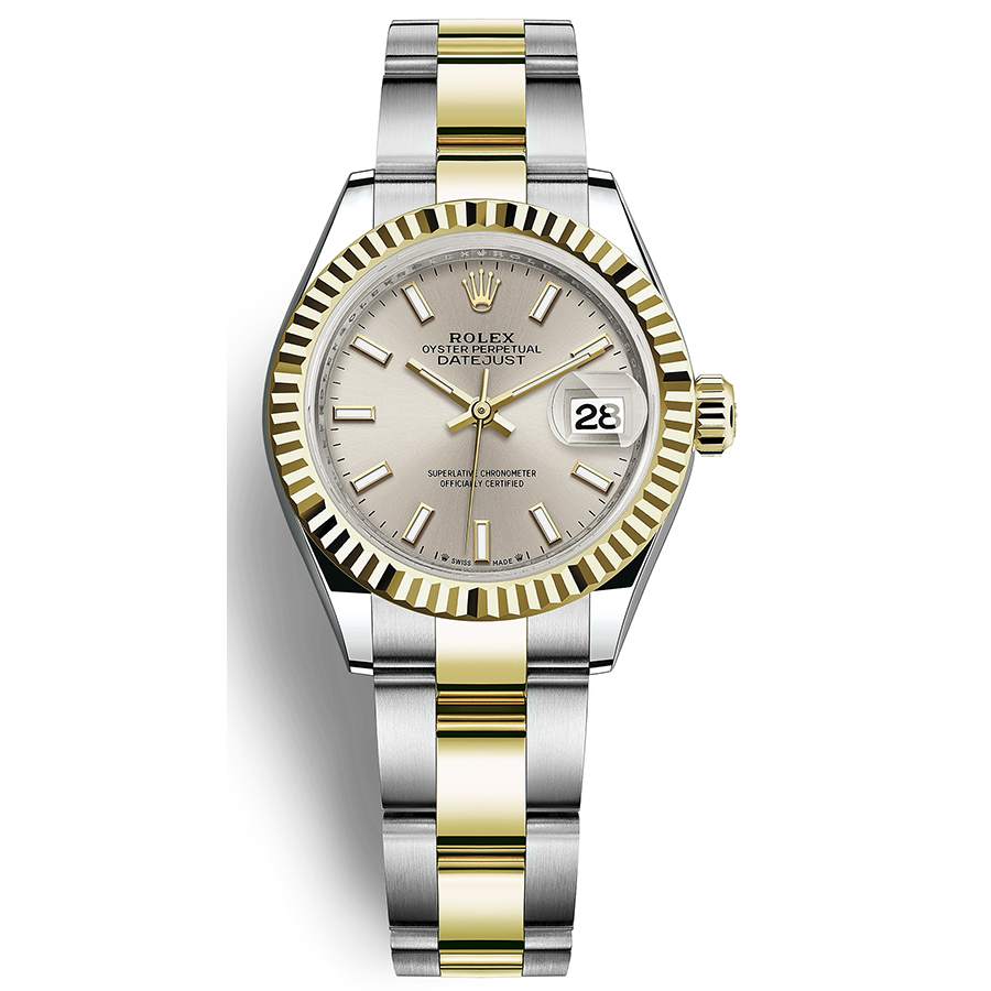 Rolex Lady-Datejust Silver Dial Fluted Bezel 28mm 279173