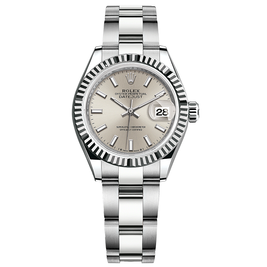 Rolex Lady-Datejust Silver Dial Fluted Bezel 28mm 279174