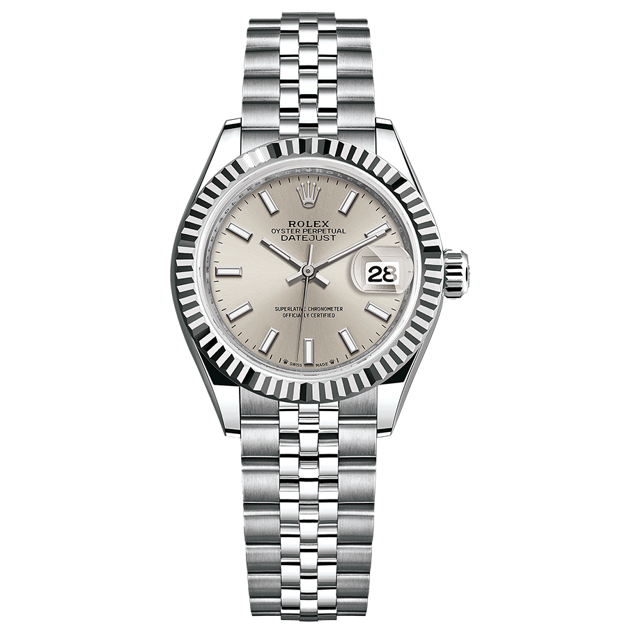 Rolex Lady-Datejust Silver Dial Fluted Bezel 28mm 279174