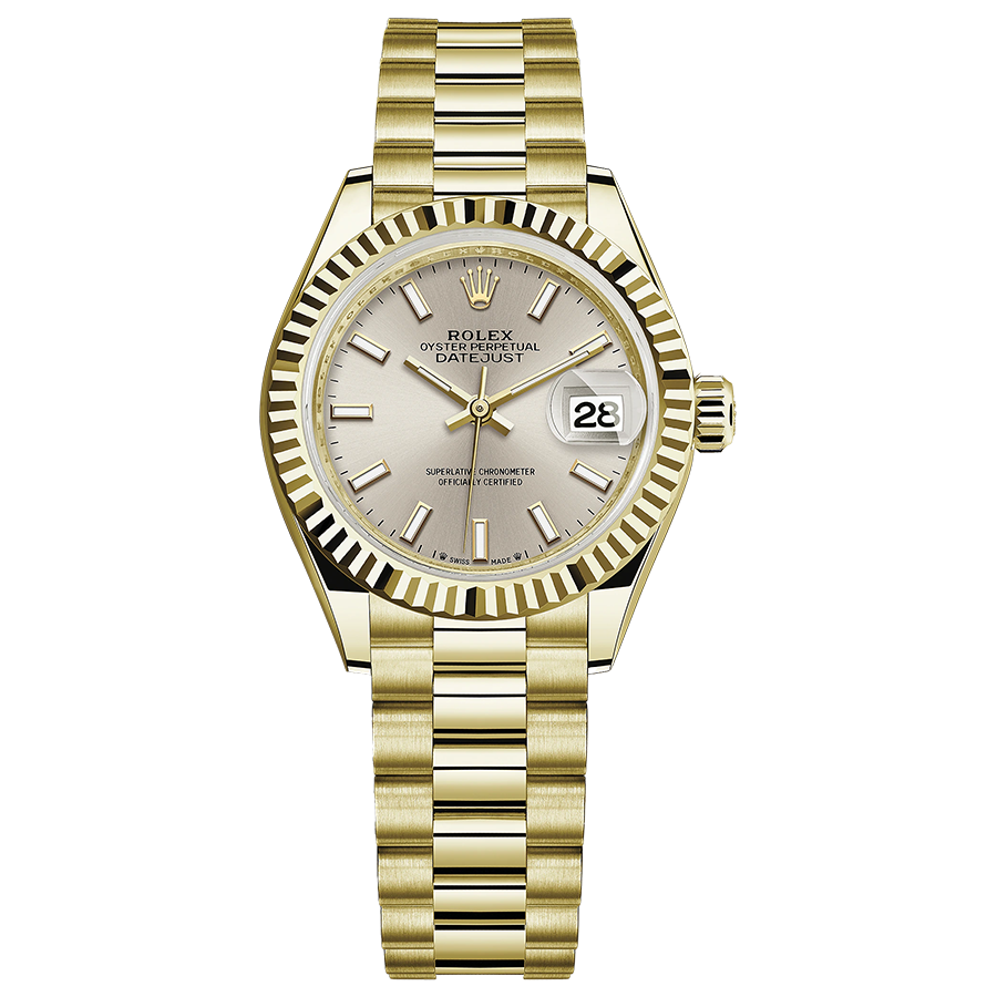 Rolex Lady-Datejust Silver Dial Fluted Bezel 28mm 279178