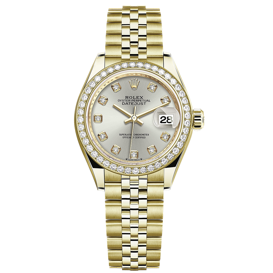 Rolex Lady-Datejust Silver Diamond Dial Diamond Bezel 28mm 279138RBR