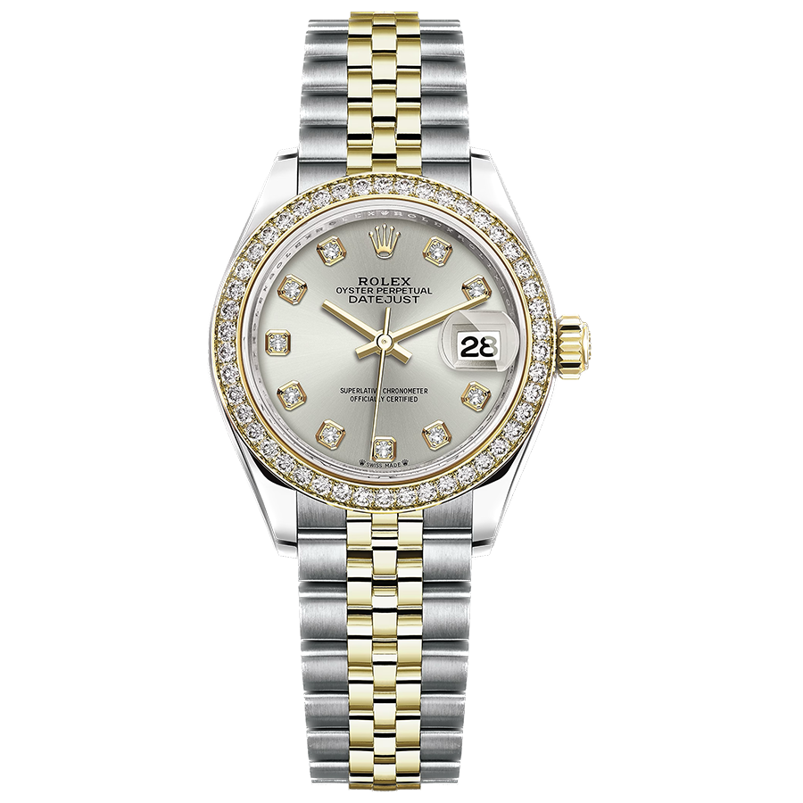 Rolex Lady-Datejust Silver Diamond Dial Diamond Bezel 28mm 279383RBR