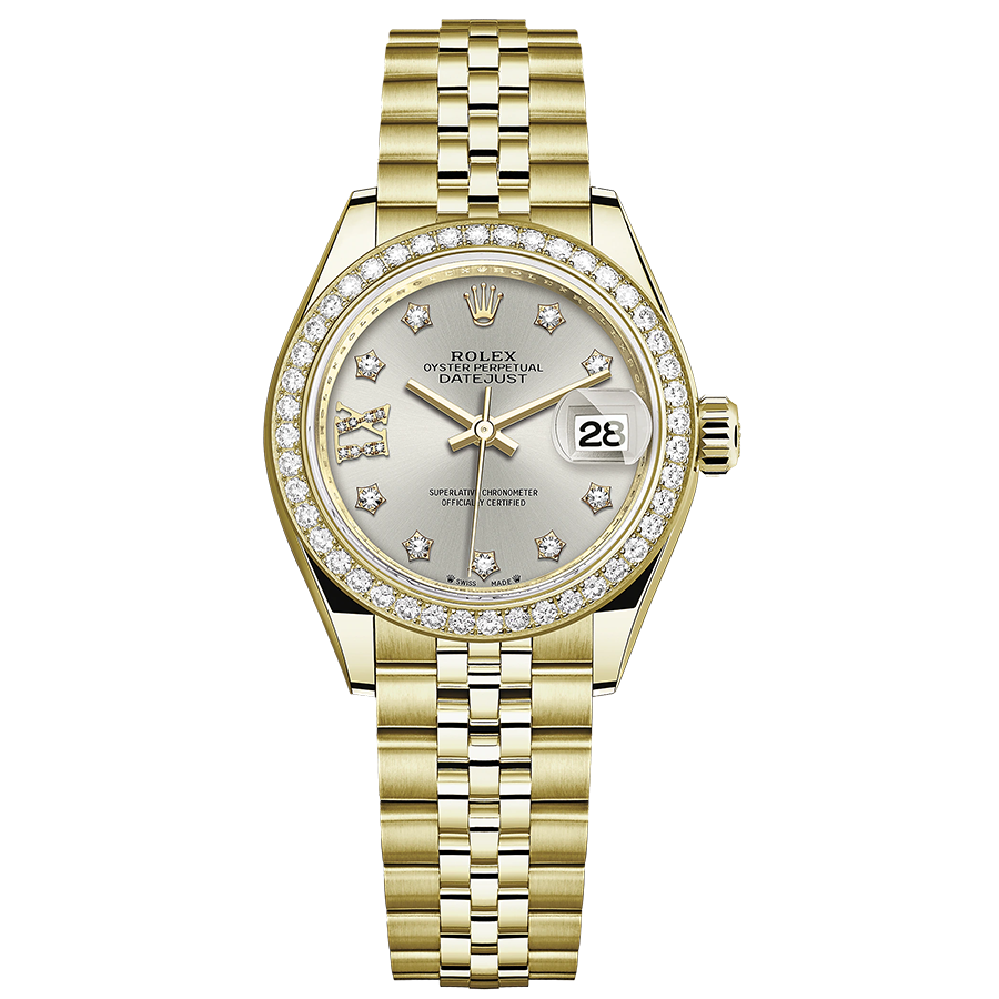 Rolex Lady-Datejust Silver Diamond Star Dial Diamond Bezel 28mm 279138RBR