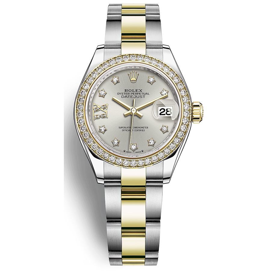 Rolex Lady-Datejust Silver Diamond Star Dial Diamond Bezel 28mm 279383RBR