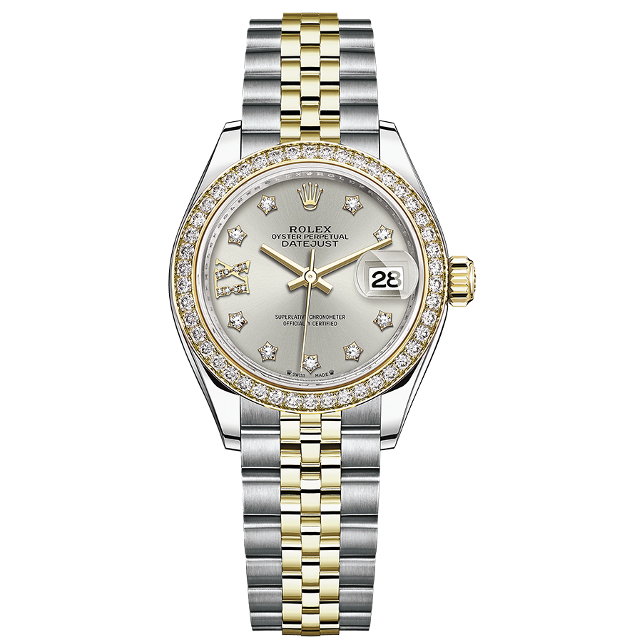 Rolex Lady-Datejust Silver Diamond Star Dial Diamond Bezel 28mm 279383RBR