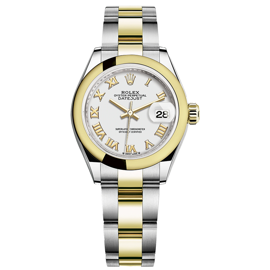 Rolex Lady-Datejust White Roman Numeral Dial Domed Bezel 28mm 279163