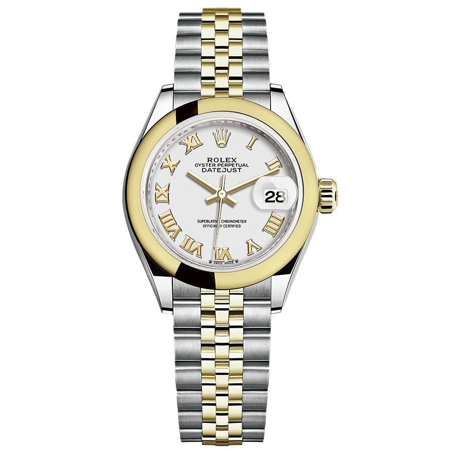 Rolex Lady-Datejust White Roman Numeral Dial Domed Bezel 28mm 279163