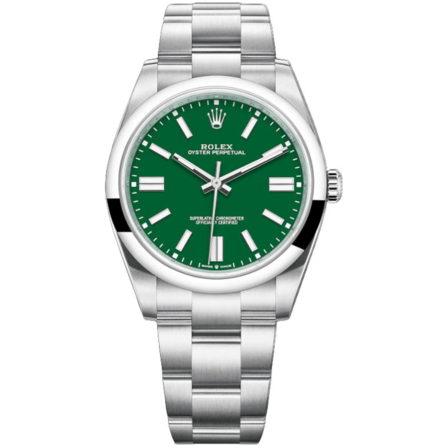 Rolex Oyster Perpetual Green Dial Domed Bezel 41mm 124300