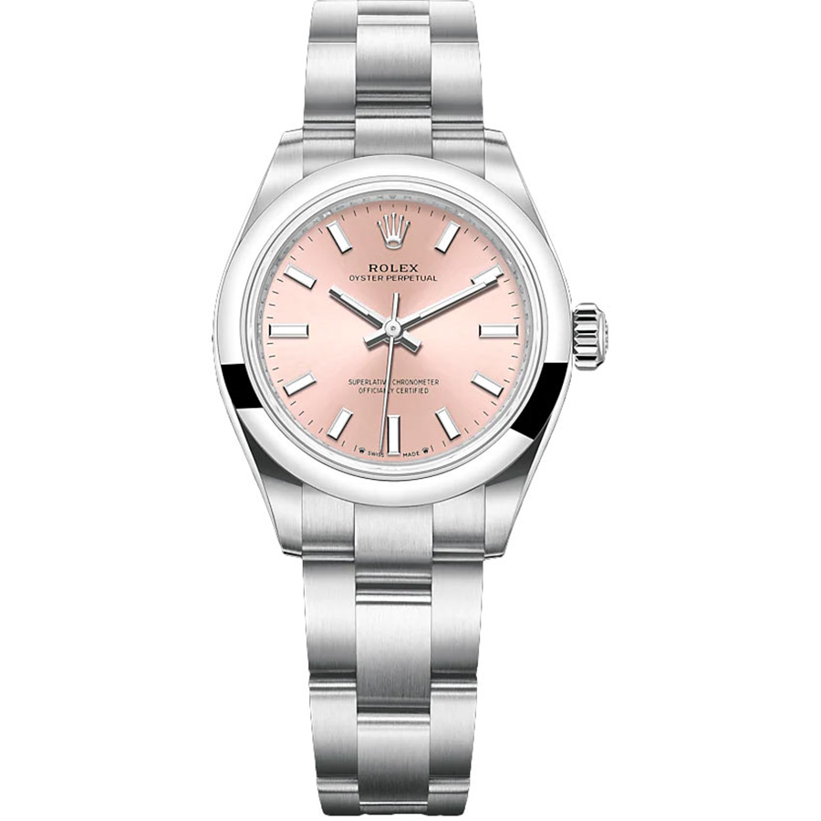 Rolex Oyster Perpetual Pink Dial Domed Bezel 28mm 276200