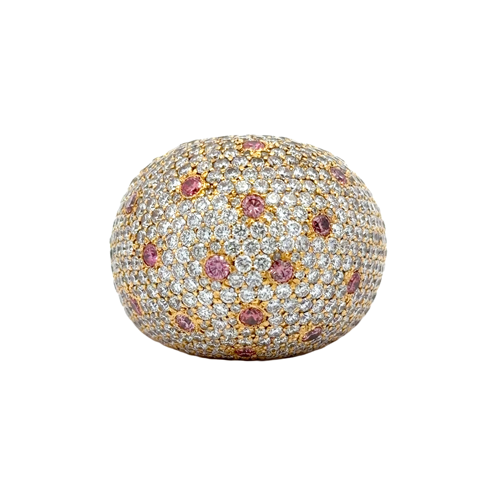 Round Brilliant Cut Diamond Yellow Gold Cocktail Ring