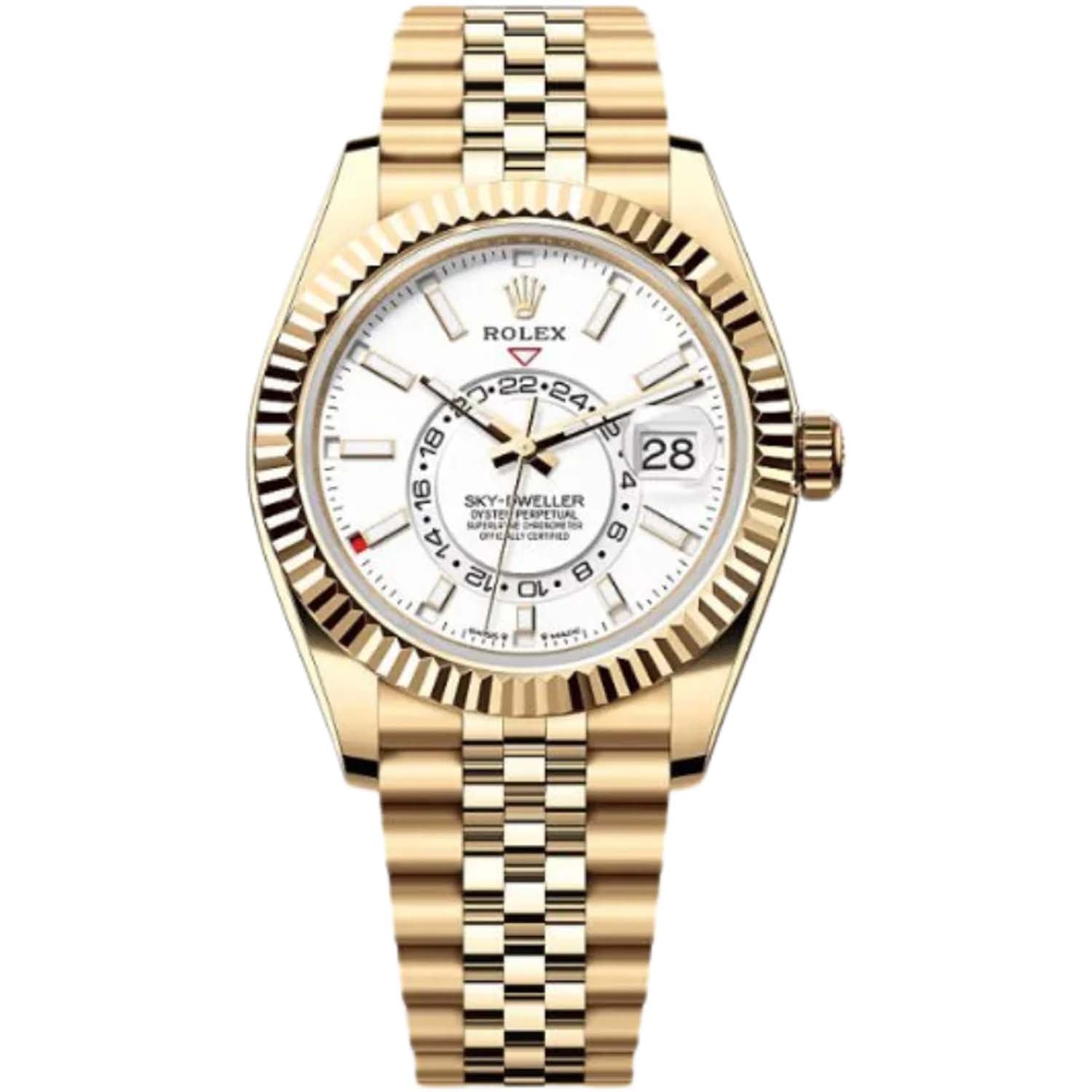 Rolex Sky-Dweller 336938 Jubilee 42mm White Dial Yellow Gold