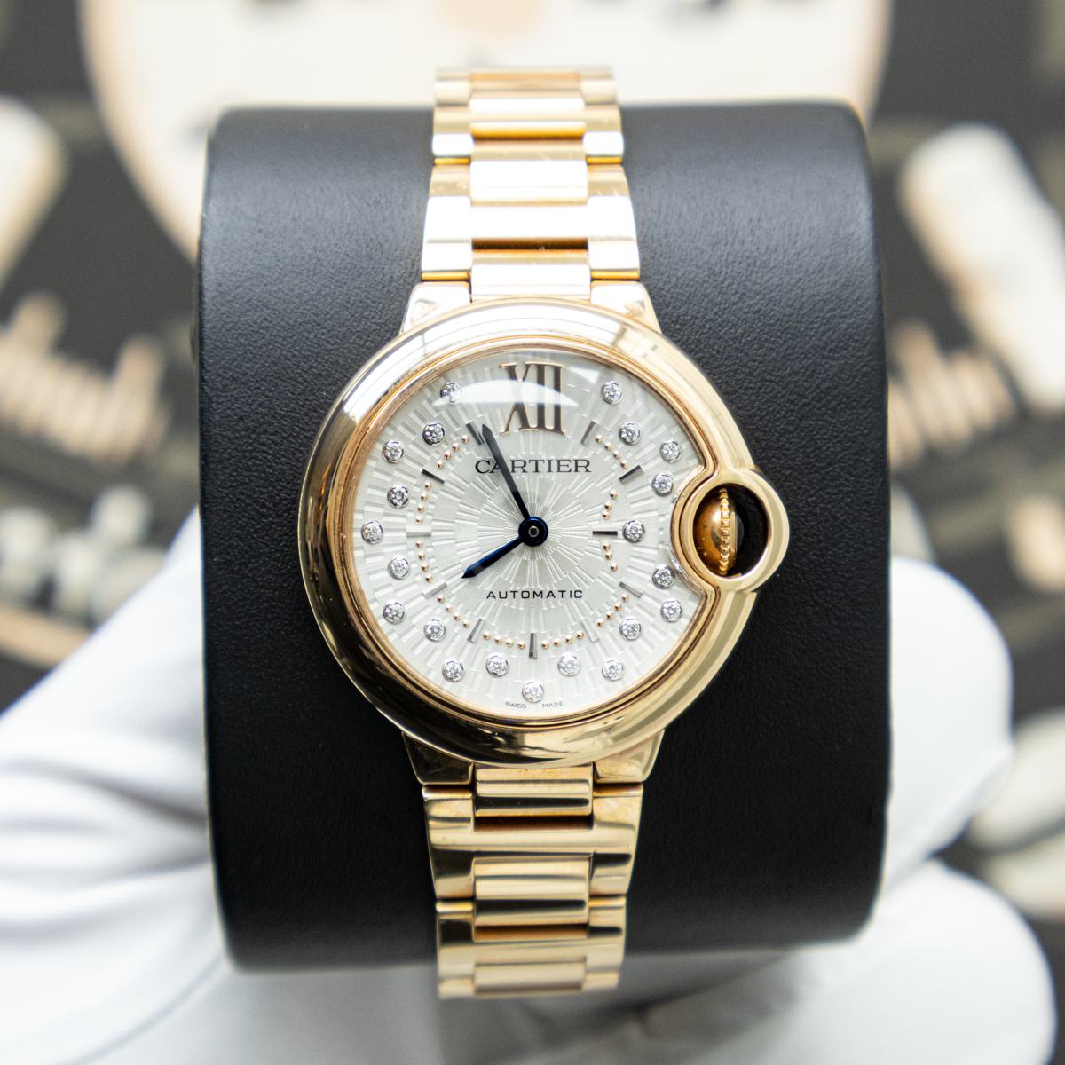 Cartier Ballon Bleu WGBB0054 33mm Silver Diamond Dial Pre-Owned