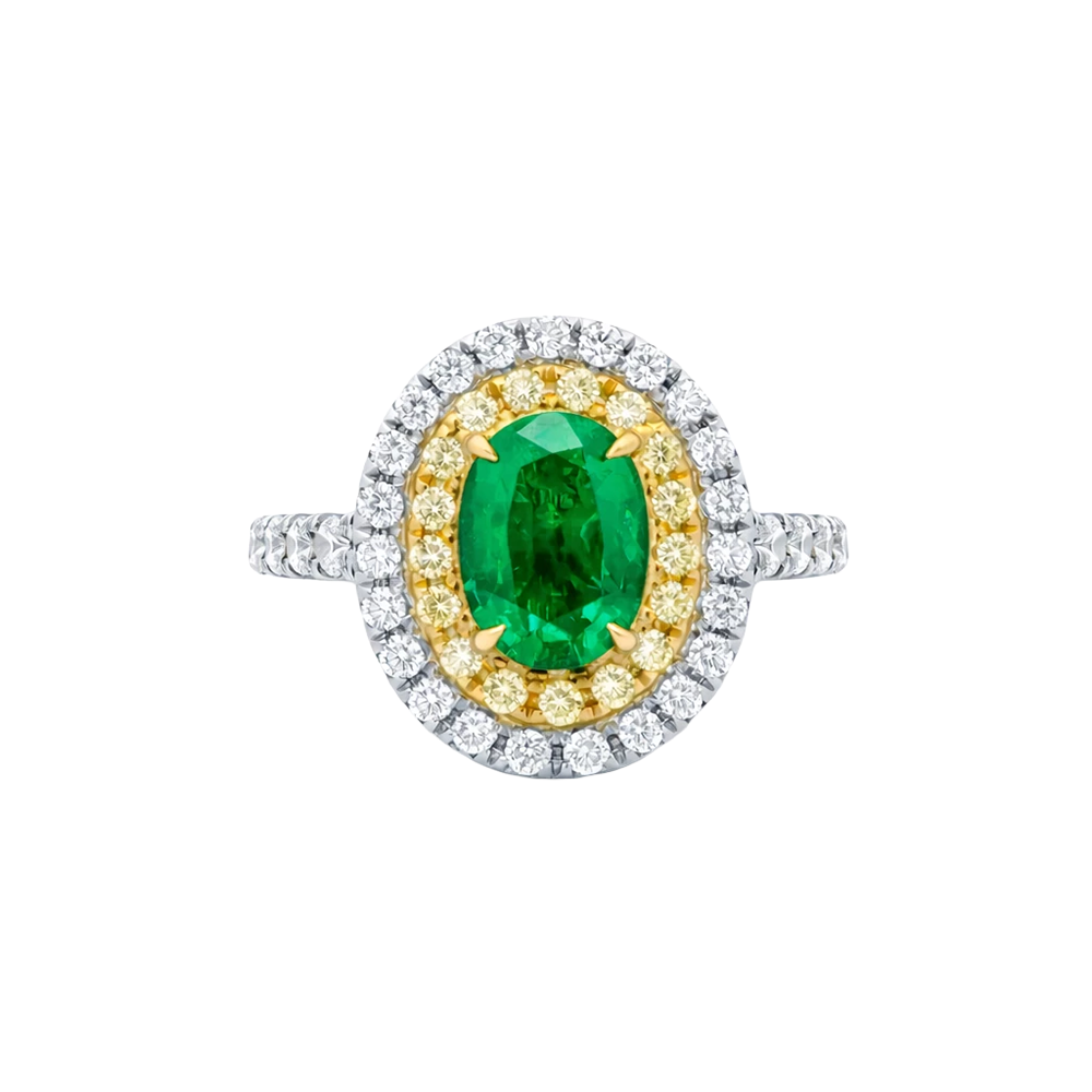 WY 18K RING 1.10RD .30YDRD w/2.19CT EM