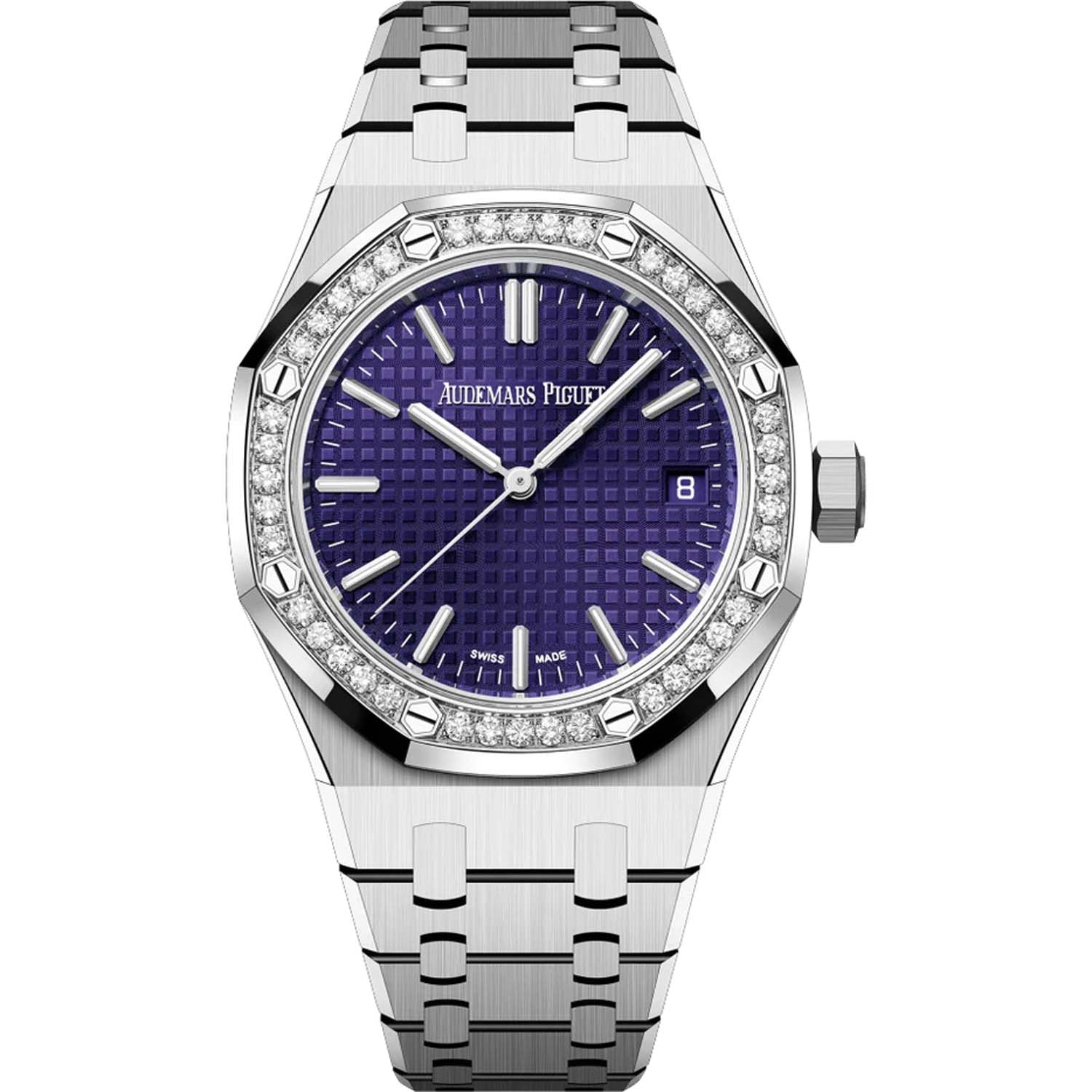 Audemars Piguet Royal Oak White Gold Purple Dial Diamond Bezel 37mm Special Edition Murtoli 15551BC.ZZ.1356BC.02