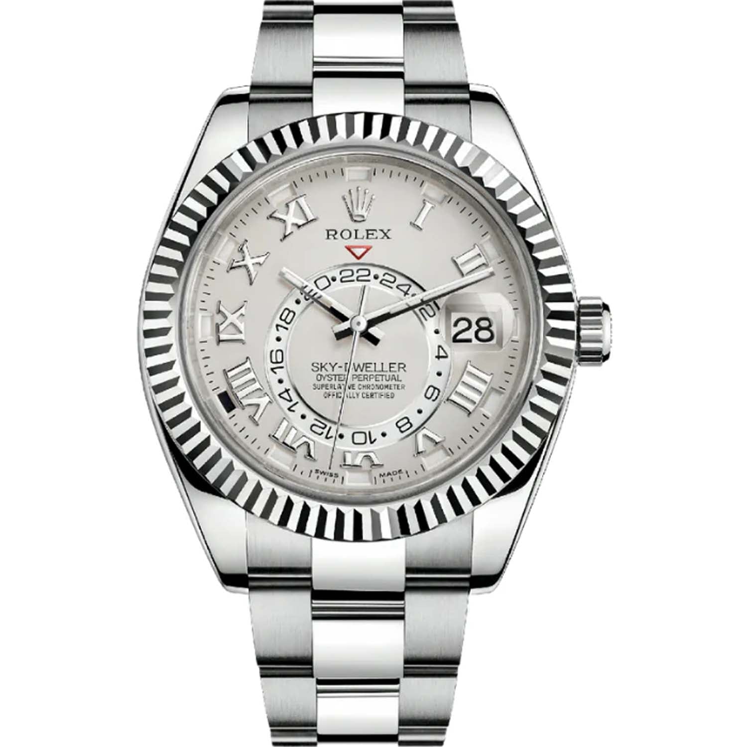 Rolex Sky-Dweller 42 White Gold Silver Dial Roman Numerals Oyster 326939