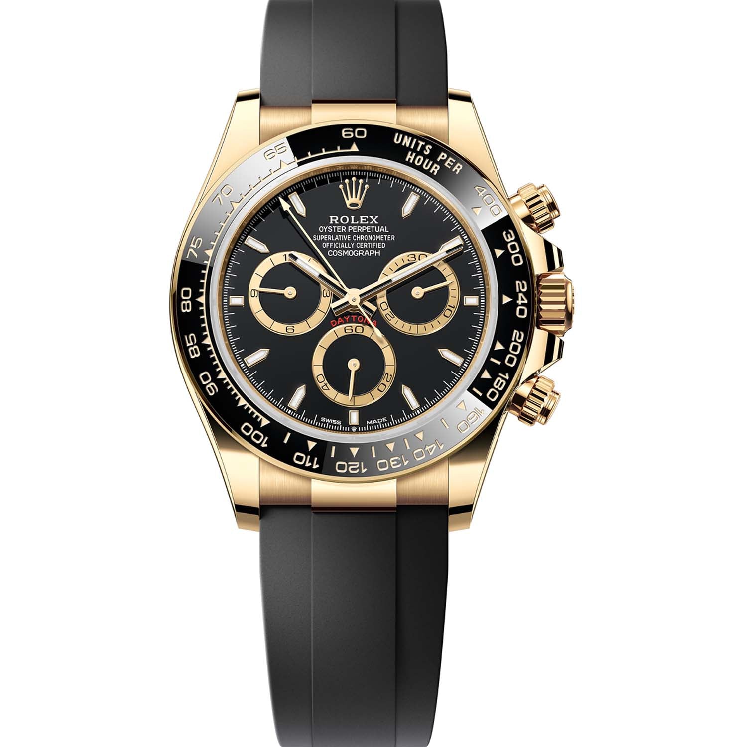 Rolex Daytona Yellow Gold Oysterflex Black Dial 126518LN