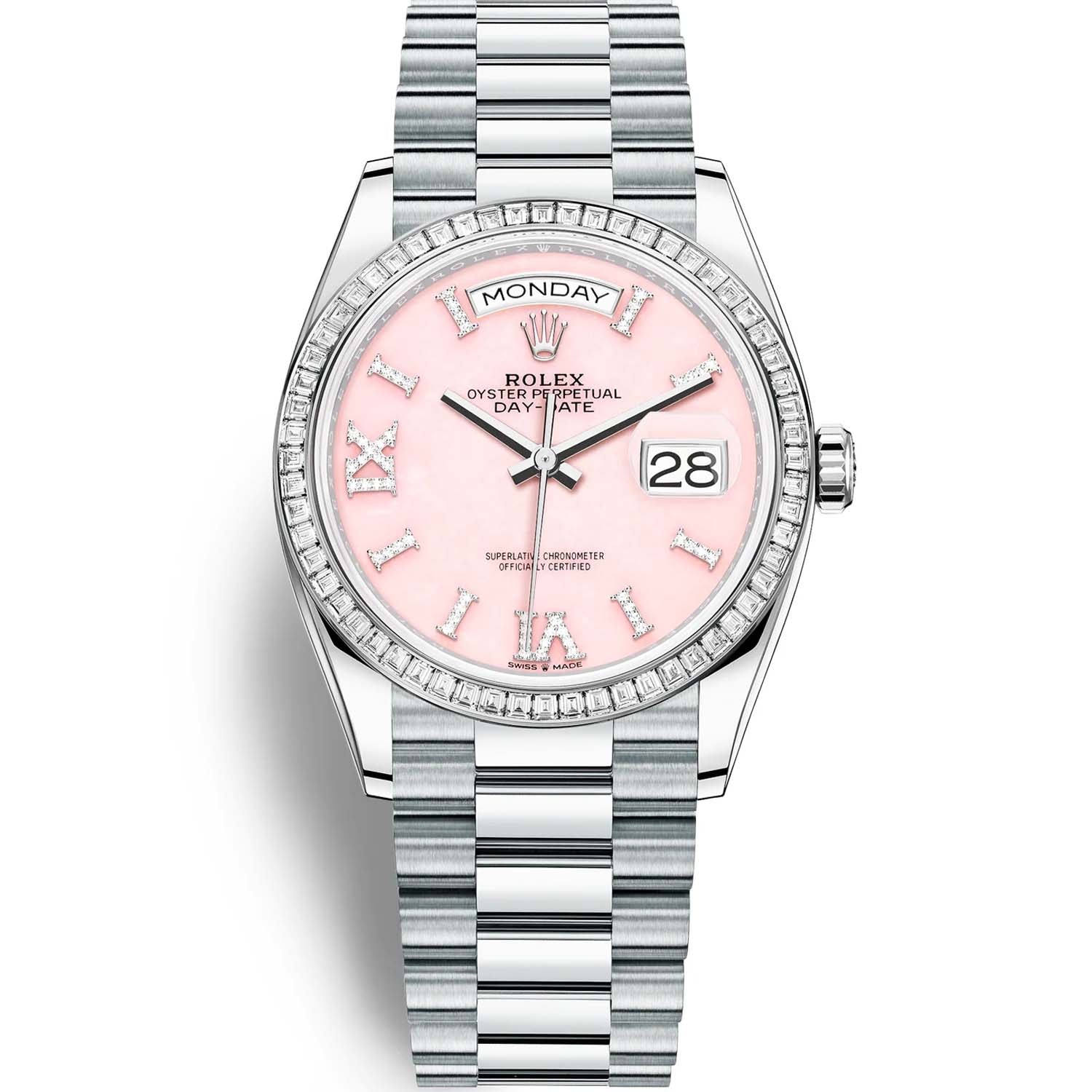 Rolex Day-Date 36 White Gold Diamond Bezel Pink Diamond Dial 128349RBR