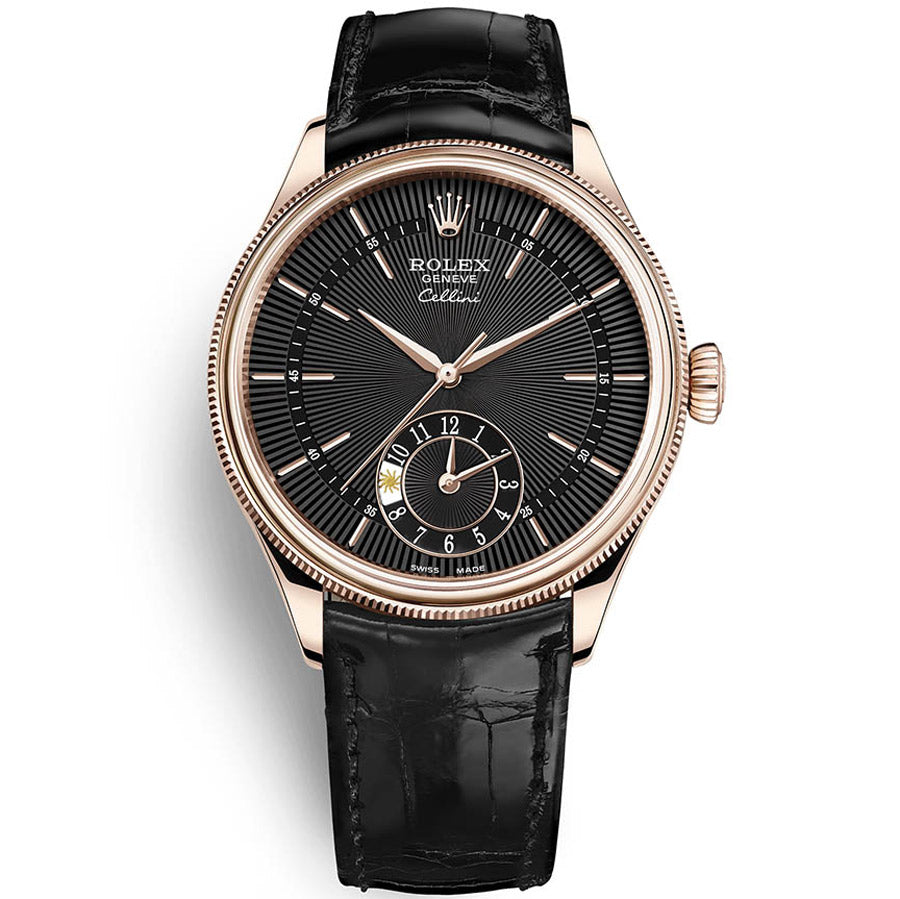 Rolex Cellini Dual Time 39mm 50525 Black Dial